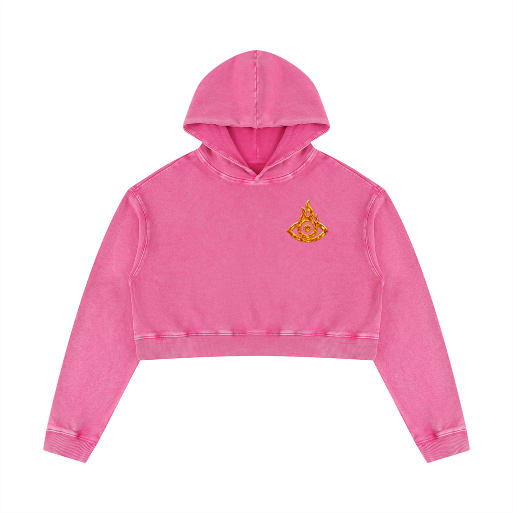 F.I.T.E Women’s Mineral Washed Crop Hoodie(topaz)