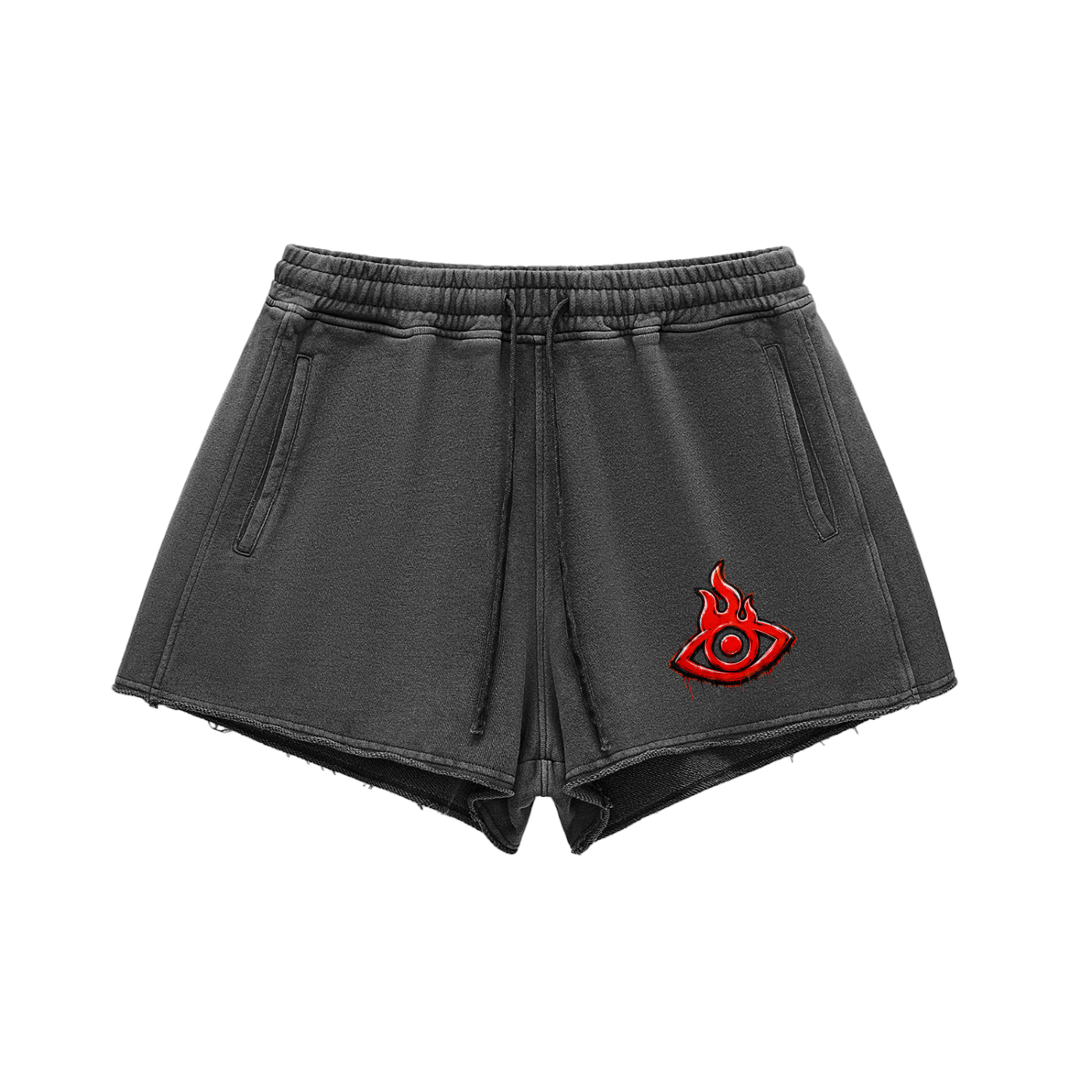 F.I.T.E Women's Snow Washed Raw Edge Drawstring Shorts