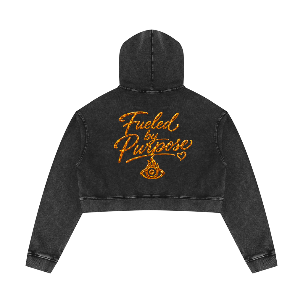 F.I.T.E Women’s Mineral Washed Crop Hoodie(topaz)