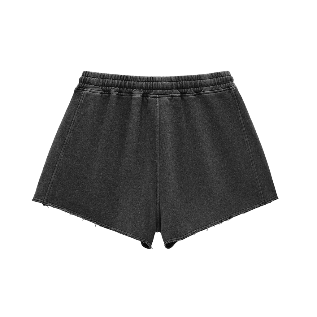 F.I.T.E Women's Snow Washed Raw Edge Drawstring Shorts