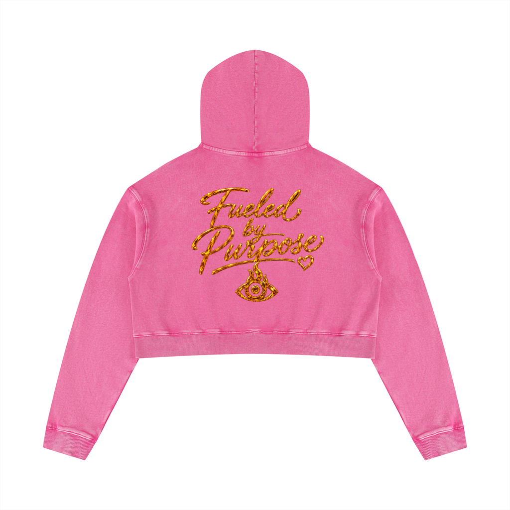 F.I.T.E Women’s Mineral Washed Crop Hoodie(topaz)